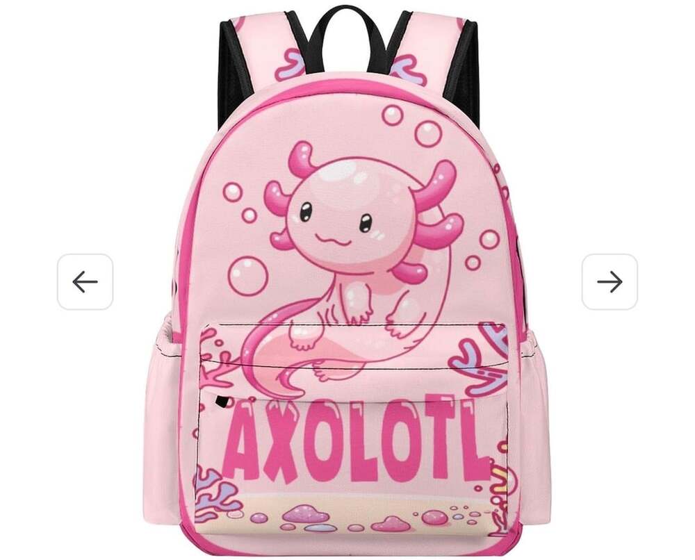 KUIFORTI Axolotl Print Pink School Backpack Bookbag